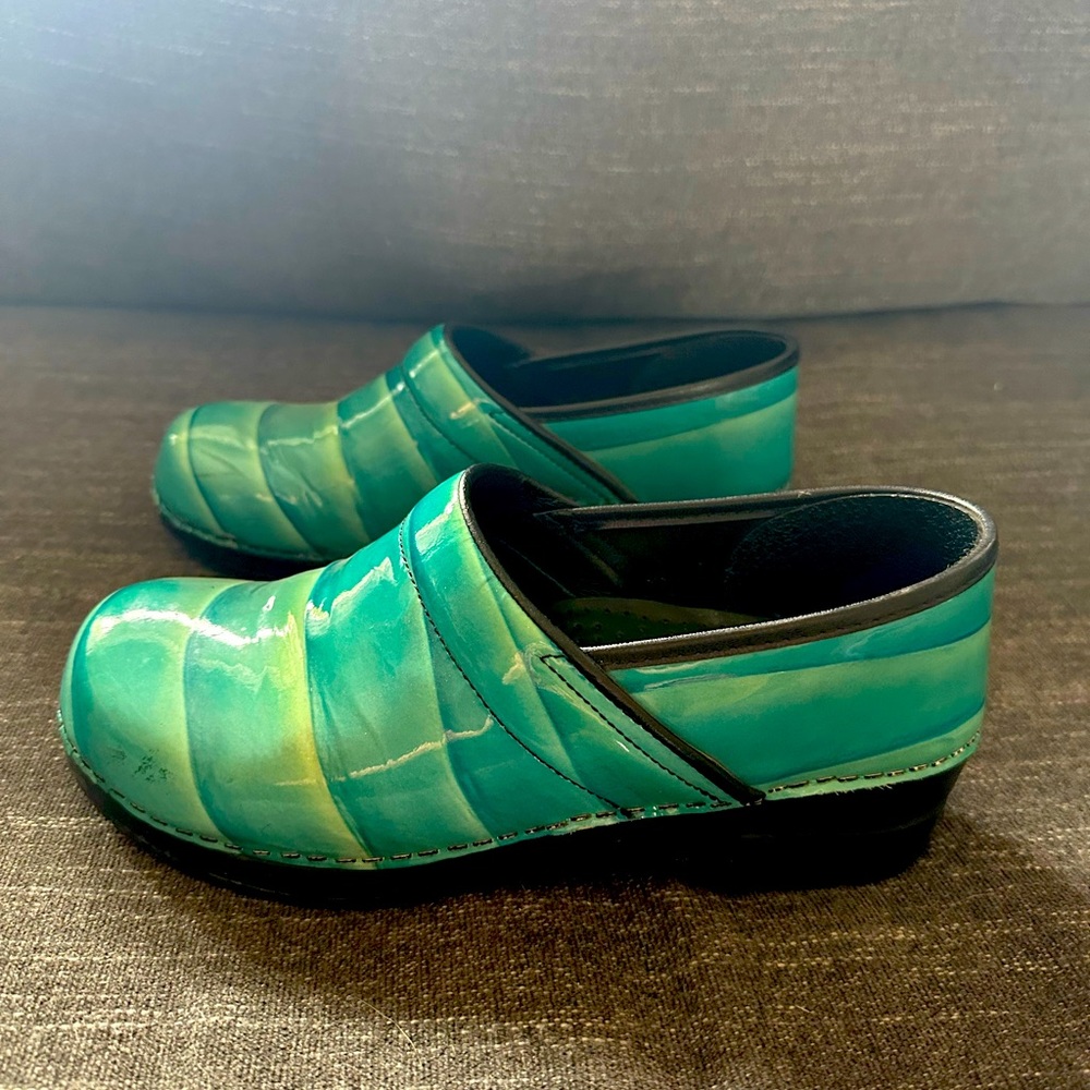 Sanita Teal Patent Leather Clog size 42